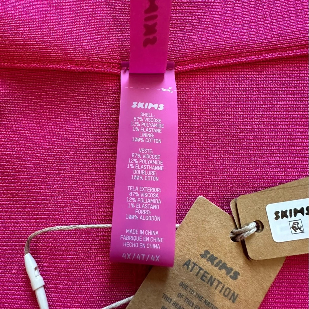 NWT SKIMS Knit Swim Cheeky Bikini Bottom size 4X Magenta Pink style SW-CHE-0166 - Picture 7 of 13
